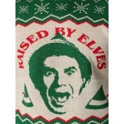 ELF The Movie Men's Raised By Elves Ugly Christmas Sweater Knit Pullover 10 ELF The Movie Men's Raised By Elves Ugly Christmas Sweater Knit Pullover -Refrigiwear Sale Shop GUEST 585d92f9 dd9a 4149 98e6 961972d159c7
