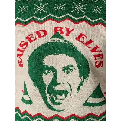 ELF The Movie Men's Raised By Elves Ugly Christmas Sweater Knit Pullover 5 ELF The Movie Men's Raised By Elves Ugly Christmas Sweater Knit Pullover - Image 5