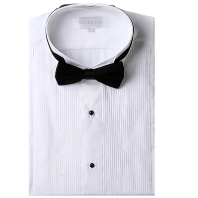 Marquis Wing Tip Collar Regular Fit Tuxedo Dress Shirt With Bow Tie 3 Marquis Wing Tip Collar Regular Fit Tuxedo Dress Shirt With Bow Tie - Image 3