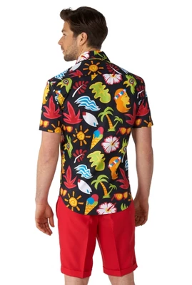 OppoSuits Men's Shirt - Short Sleeve Shirt Tropical Thunder - Black 1 OppoSuits Men's Shirt - Short Sleeve Shirt Tropical Thunder - Black
