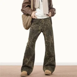 Clotth Mens Leopard Print Jeans - Y2k Vintage Leopard Aesthetic Baggy Denim Pants, Streetwear Loose Straight Wide-leg Trousers, Leopard -Refrigiwear Sale Shop GUEST 6705302b 5402 4ff8 8efe 962c0ced1596