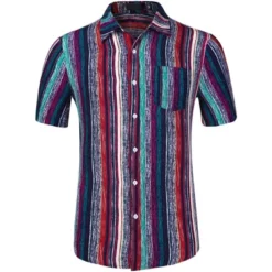 Lars Amadeus Men's Button Down Short Sleeve Casual Vertical Multicolor Shirt -Refrigiwear Sale Shop GUEST 6789856b 2953 4559 a0ef 141528b6f4b4