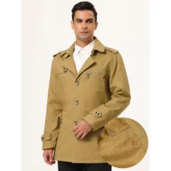 Lars Amadeus Men's Trench Jacket Single Breasted Notch Lapel Winter Coat