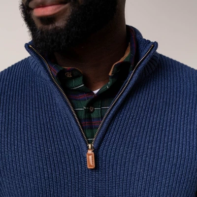 Hope & Henry Men's Organic Half Zip Cardigan Stitch Pullover Sweater, Navy Marl, X-Large 1 Hope & Henry Men's Organic Half Zip Cardigan Stitch Pullover Sweater, Navy Marl, X-Large