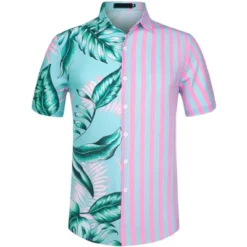 Lars Amadeus Men's Summer Button Down Hawaiian Tropical Floral Leaf Striped Patchwork Shirts -Refrigiwear Sale Shop GUEST 6cd41553 9d9f 441a ad1e 58dcdbcbfcf7