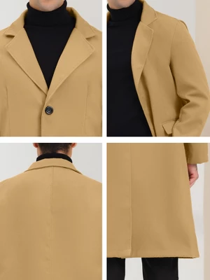 Lars Amadeus Men's Winter Single Breasted Notched Lapel Long Overcoat 5 Lars Amadeus Men's Winter Single Breasted Notched Lapel Long Overcoat - Image 5