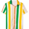 Lars Amadeus Men's Vertical Striped Shirt Short Sleeve Button Down Summer Color Block Hawaiian Beach Striped Shirts