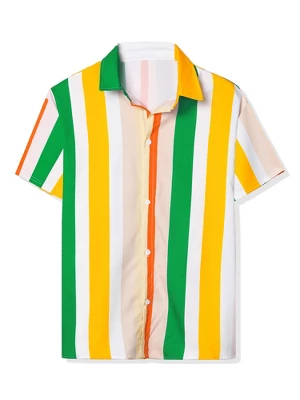 Lars Amadeus Men's Vertical Striped Shirt Short Sleeve Button Down Summer Color Block Hawaiian Beach Striped Shirts 1 Lars Amadeus Men's Vertical Striped Shirt Short Sleeve Button Down Summer Color Block Hawaiian Beach Striped Shirts