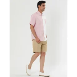 Lars Amadeus Men's Short Sleeve Button Down Shirt Summer Cotton Patchwork Collared Shirt -Refrigiwear Sale Shop GUEST 76989872 84bd 4cbc b272 d3e57a54e322