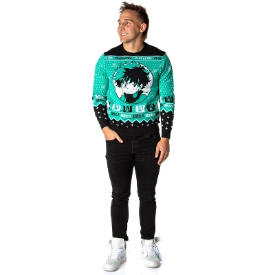 My Hero Academia Men's Plus Ultra Deku Izuku Midoriya Ugly Sweater Pullover 2 My Hero Academia Men's Plus Ultra Deku Izuku Midoriya Ugly Sweater Pullover - Image 2