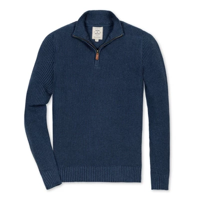 Hope & Henry Men's Organic Half Zip Cardigan Stitch Pullover Sweater, Navy Marl, X-Large 4 Hope & Henry Men's Organic Half Zip Cardigan Stitch Pullover Sweater, Navy Marl, X-Large - Image 4