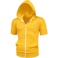 Lars Amadeus Men's Hoodies Solid Color Zip Up Short Sleeve Jackets With Hood -Refrigiwear Sale Shop GUEST 7f8762ab 6aed 41cd 9f9b 0d73614e53fb
