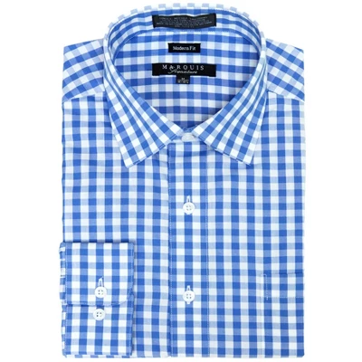 Marquis Men's Gingham Checkered Long Sleeve Modern Fit Shirt, Size - S To 3XL 5 Marquis Men's Gingham Checkered Long Sleeve Modern Fit Shirt, Size - S To 3XL - Image 5