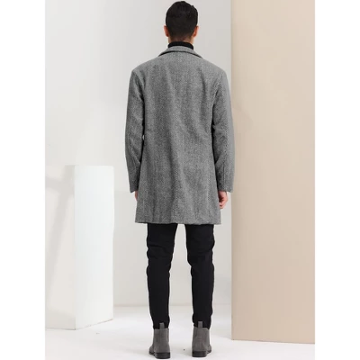 Lars Amadeus Men's Regular Fit Notched Lapel Single Breasted Herringbone Overcoat 4 Lars Amadeus Men's Regular Fit Notched Lapel Single Breasted Herringbone Overcoat - Image 4