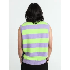 Goosebumps Logo Men's Purple And Green Striped Sweater Vest -Refrigiwear Sale Shop GUEST 860915d0 c303 424d bd21 d9fffef00802