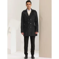 Lars Amadeus Men's Trench Coat Slim Fit Double Breasted Notch Lapel Pea Coat