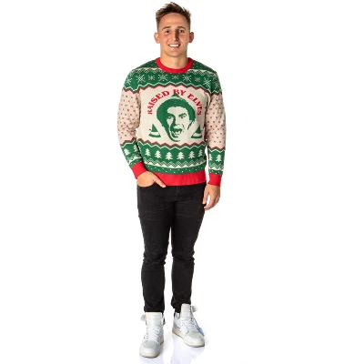 ELF The Movie Men's Raised By Elves Ugly Christmas Sweater Knit Pullover 4 ELF The Movie Men's Raised By Elves Ugly Christmas Sweater Knit Pullover - Image 4