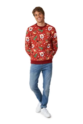 OppoSuits Men's Christmas Sweater - Jolly Crew - Red 2 OppoSuits Men's Christmas Sweater - Jolly Crew - Red - Image 2