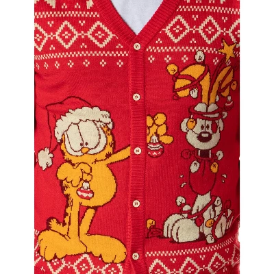 Garfield Men's Odie And Garfield Ugly Sweater Button-Up Knit Cardigan 6 Garfield Men's Odie And Garfield Ugly Sweater Button-Up Knit Cardigan - Image 6