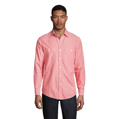 Lands' End Men's Tailored Fit Chambray Work Shirt 3 Lands' End Men's Tailored Fit Chambray Work Shirt - Image 3