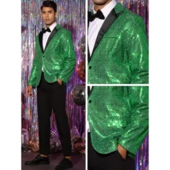 Lars Amadeus Men's Peak Lapel Color Block Shiny Sparkle Sequin Blazer -Refrigiwear Sale Shop GUEST 9603b608 7cd3 499d 80c7 1b961afc293b