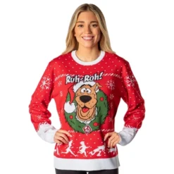 Scooby Doo Men's Ruh-Roh! Santa Scooby Christmas Ugly Sweater Knit Pullover -Refrigiwear Sale Shop GUEST 98565c8a 0ac3 4721 91a2 51eeb75dff95