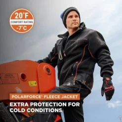 RefrigiWear Men's Insulated PolarForce Hybrid Fleece Jacket With HiVis Piping