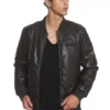 Members Only Men's Faux Leather Oval Quilted Bomber