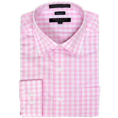 Marquis Men's Gingham Checkered Long Sleeve Modern Fit Shirt, Size - S To 3XL 6 Marquis Men's Gingham Checkered Long Sleeve Modern Fit Shirt, Size - S To 3XL - Image 6