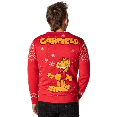 Garfield Men's Odie And Garfield Ugly Sweater Button-Up Knit Cardigan 1 Garfield Men's Odie And Garfield Ugly Sweater Button-Up Knit Cardigan