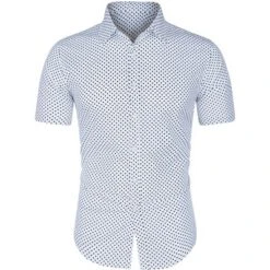Lars Amadeus Men Short Sleeves Cotton Polka Dots Button Up Shirt -Refrigiwear Sale Shop GUEST 9eaaa2d6 686d 436f 896f a965596c931b