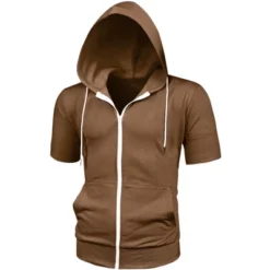 Lars Amadeus Men's Hoodies Solid Color Zip Up Short Sleeve Jackets With Hood -Refrigiwear Sale Shop GUEST 9ed828ee d1f2 478b 89f3 6de3fcfb625e