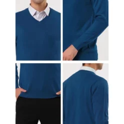 Lars Amadeus Men's Solid Color Knitted Long Sleeves V Neck Pullover Sweater -Refrigiwear Sale Shop GUEST a0c6c0ed 403f 44f6 99de 891f4ef9ca3a