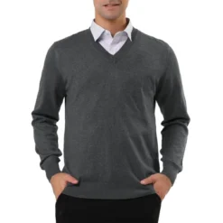 Lars Amadeus Men's Solid Color Knitted Long Sleeves V Neck Pullover Sweater -Refrigiwear Sale Shop GUEST a0e2c9c4 48b1 4a99 b524 2245f7980242