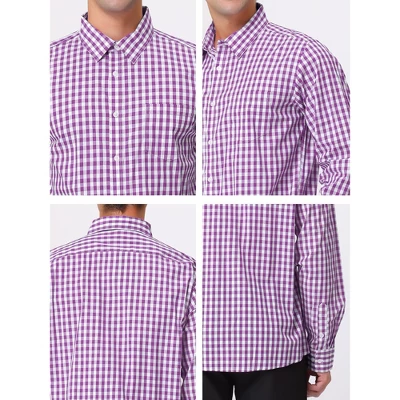 Lars Amadeus Men's Button Down Long Sleeves Gingham Plaid Dress Shirts 5 Lars Amadeus Men's Button Down Long Sleeves Gingham Plaid Dress Shirts - Image 5