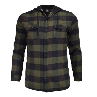 Burnside Men's Yarn Dyed Mid Weight Flannel Hoodie Shirt Jacket 3 Burnside Men's Yarn Dyed Mid Weight Flannel Hoodie Shirt Jacket - Image 3