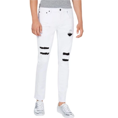 I.N.C International Concepts Mens Studded Repair Skinny Fit Jeans, White, 32W X 30L 2 I.N.C International Concepts Mens Studded Repair Skinny Fit Jeans, White, 32W X 30L - Image 2