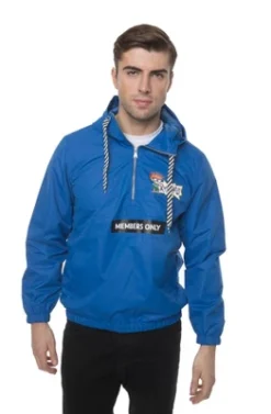 Members Only Nickelodeon Print Lightweight Windbreaker Jacket For Men With Hood & Half Zip