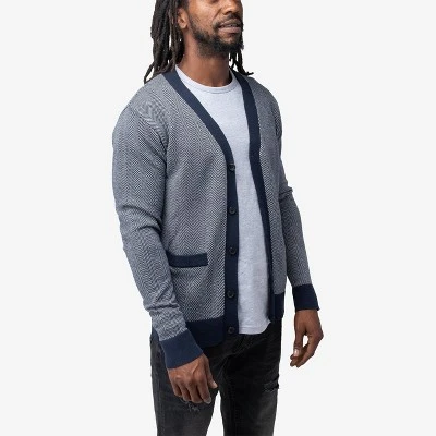 X RAY Men's Herringbone Cardigan Sweater 2 X RAY Men's Herringbone Cardigan Sweater - Image 2