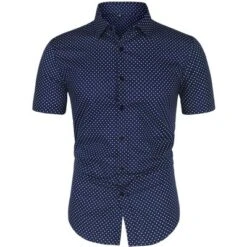 Lars Amadeus Men Short Sleeves Cotton Polka Dots Button Up Shirt -Refrigiwear Sale Shop GUEST aa15ec43 fa0b 4144 8956 ca1877b11afb