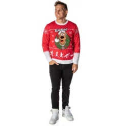 Scooby Doo Men's Ruh-Roh! Santa Scooby Christmas Ugly Sweater Knit Pullover -Refrigiwear Sale Shop GUEST b1026aa6 49d8 4e92 ac39 23815bd8b519
