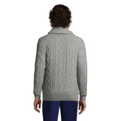 Lands' End Men's Cotton Blend Cable Shawl Cardigan Sweater