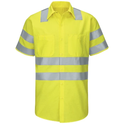 Red Kap® Men's Hi-Visibility Short Sleeve Ripstop Work Shirt - Type R, Class 3 1 Red Kap® Men's Hi-Visibility Short Sleeve Ripstop Work Shirt - Type R, Class 3