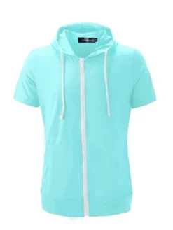 Lars Amadeus Men's Hoodies Solid Color Zip Up Short Sleeve Jackets With Hood -Refrigiwear Sale Shop GUEST b365d14d df6e 468c b4bb 58cd4aec1824