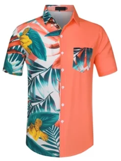 Lars Amadeus Men's Hawaiian Shirt Short Sleeves Summer Patchwork Floral Leaf Shirts -Refrigiwear Sale Shop GUEST b591ffc8 737c 48cd a28f e471ad9fbd12