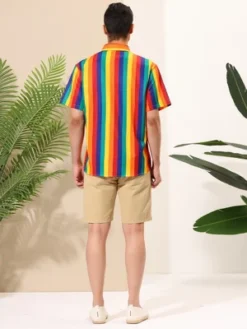 Lars Amadeus Men's Summer Rainbow Stripe Print Short Sleeve Button Down Shirts 11 Lars Amadeus Men's Summer Rainbow Stripe Print Short Sleeve Button Down Shirts -Refrigiwear Sale Shop GUEST b7883bec 4efc 4ec5 a12a 60214270aa45