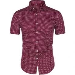 Lars Amadeus Men Short Sleeves Cotton Polka Dots Button Up Shirt -Refrigiwear Sale Shop GUEST bb8335cc 7fe7 4beb b181 7d2a78a7eebb