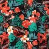 Jurassic Park Men's Velociraptor Dinosaur Floral Hawaiian Button Up Shirt