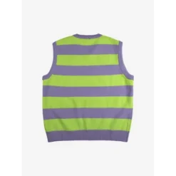Goosebumps Logo Men's Purple And Green Striped Sweater Vest