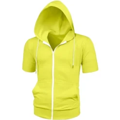 Lars Amadeus Men's Hoodies Solid Color Zip Up Short Sleeve Jackets With Hood -Refrigiwear Sale Shop GUEST cd79cf7e a67d 4f4e bce9 deca3bf7472c
